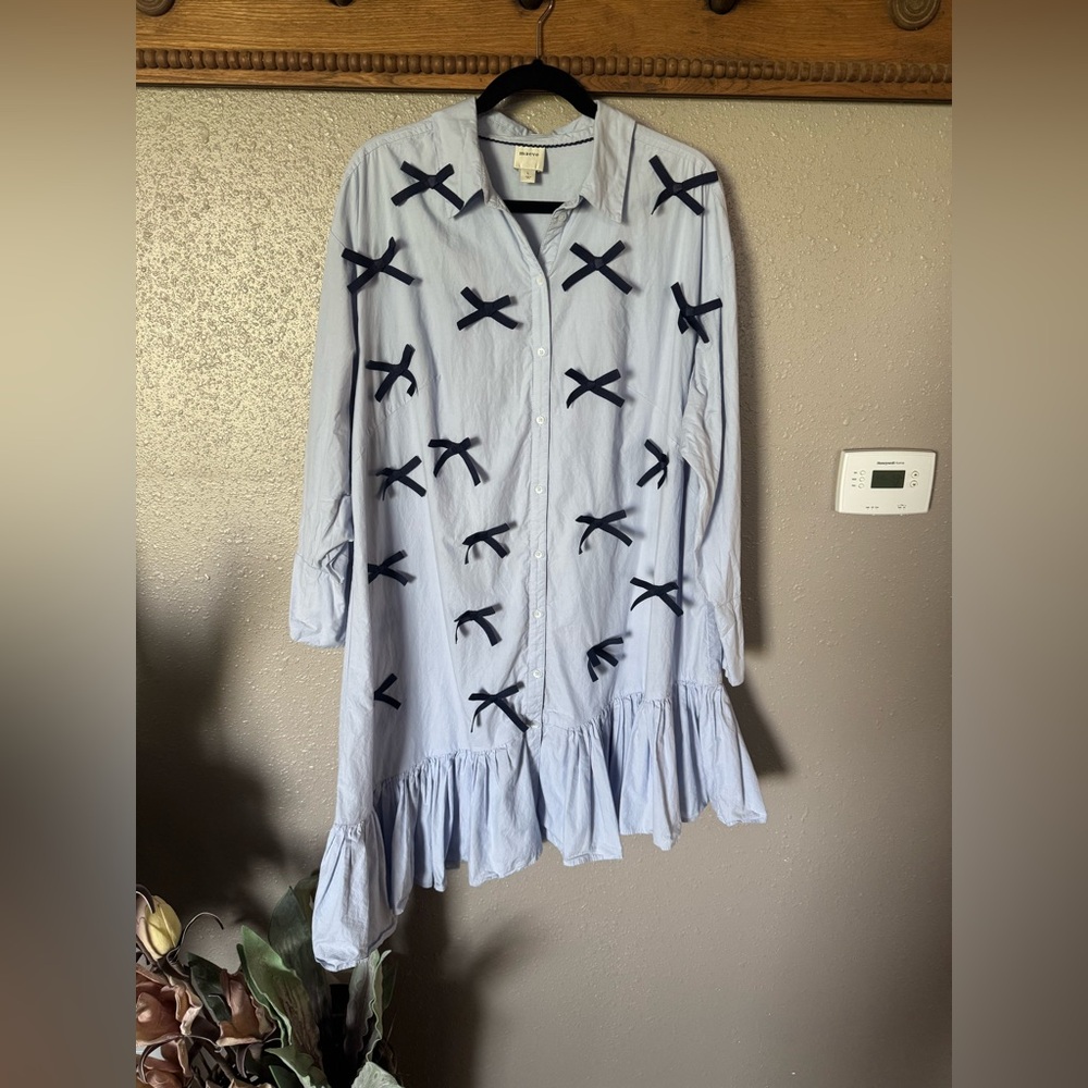 Maeve Long-Sleeve 3D Bows Asymmetrical Mini Dress